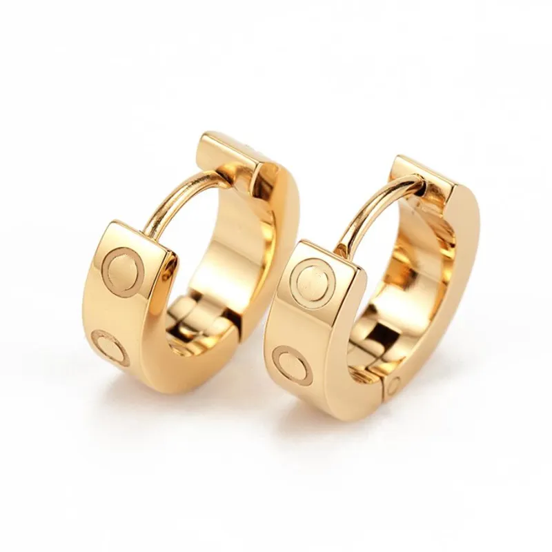 Titanium staal 18K rose goud liefde oorbellen voor vrouwen prachtige eenvoudige mode damesoorbellen sieraden geschenken206F