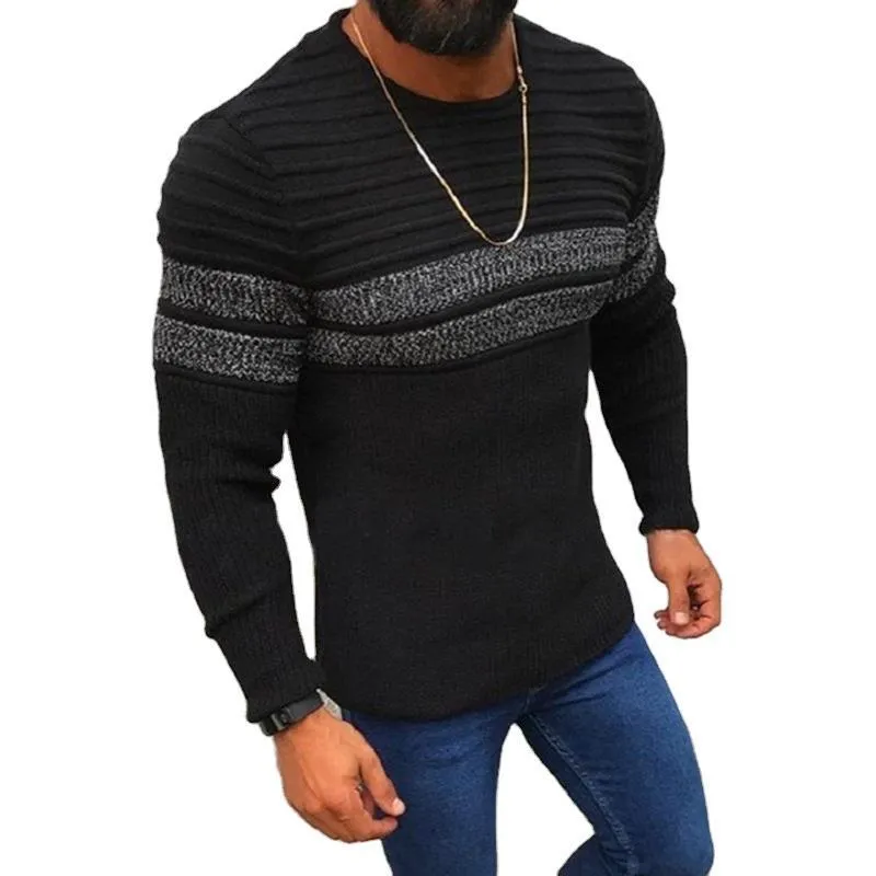 Maglioni da uomo Maglione Uomo Casual Stripes Pullover Camicia Autunno Inverno Slim Fit Manica lunga Uomo in cotone lavorato a maglia Pull Homme Top