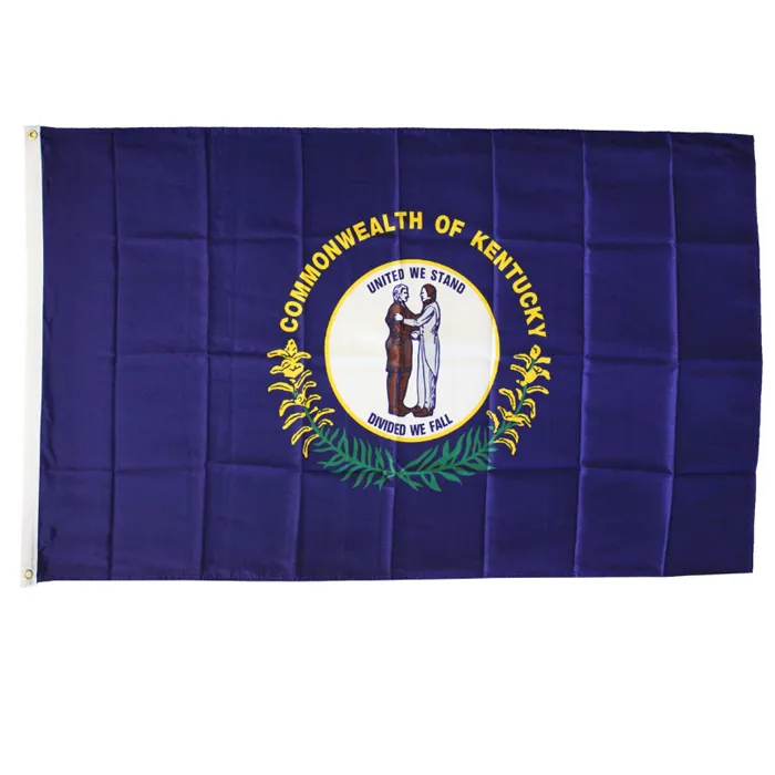 US America Kentucky State Flags 3'X5'ft 100D poliestere Vendite calde all'aperto di alta qualità con due anelli di tenuta in ottone