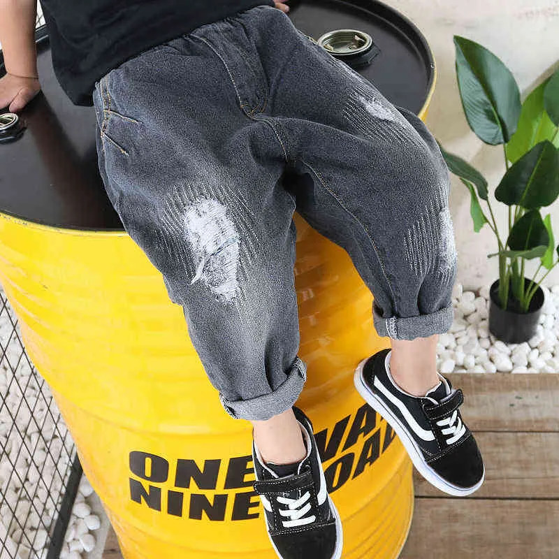 3-10 ans grands garçons jean déchiré pantalon denim décontracté jean enfants garçon automne pantalon 2019 mode coréenne enfants sarouel nouveau G1220