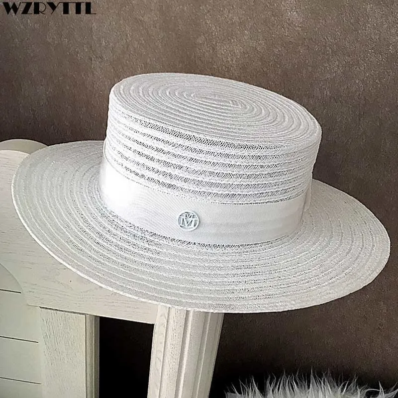 Unisex Straw Fedora Derby c hat with Wide Brim for Summer Beach and Church Derby Style UniseX Sun c hat for Men and Women Y200714