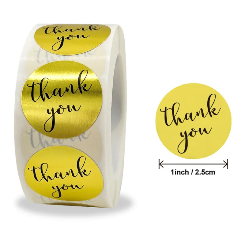 1inch 500pcs Gold Color Round Thank You Stickers Label DIY Gift Box Cake Baking Bag Package Envelope Decor