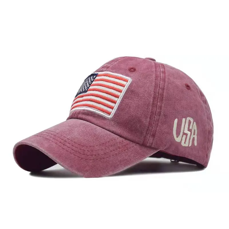 B Fashion unisex baseball cap tvättade nödställda gamla bokstäver klassisk amerikansk flagga bomullshatt justerbar gg