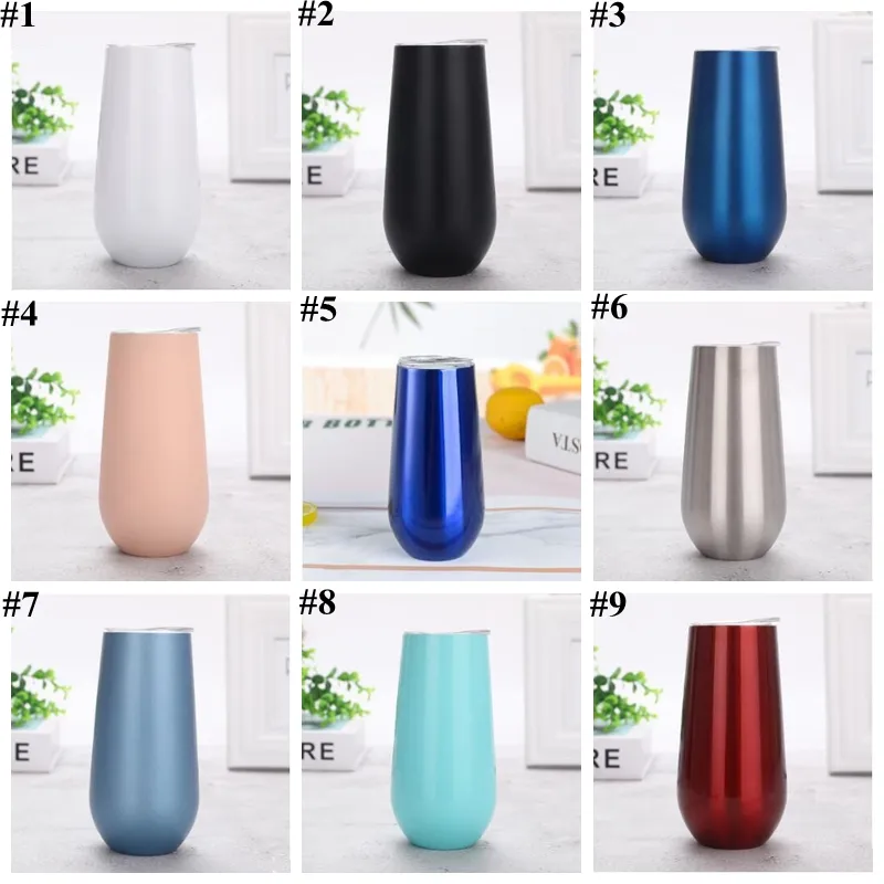 Tumbler Eggshell Champagne Glasses Stainless Steel Water Bottle Tumblers Beer Wine Glasses 6OZ Vacuum Insulated Glass Cups Drinkware B7685