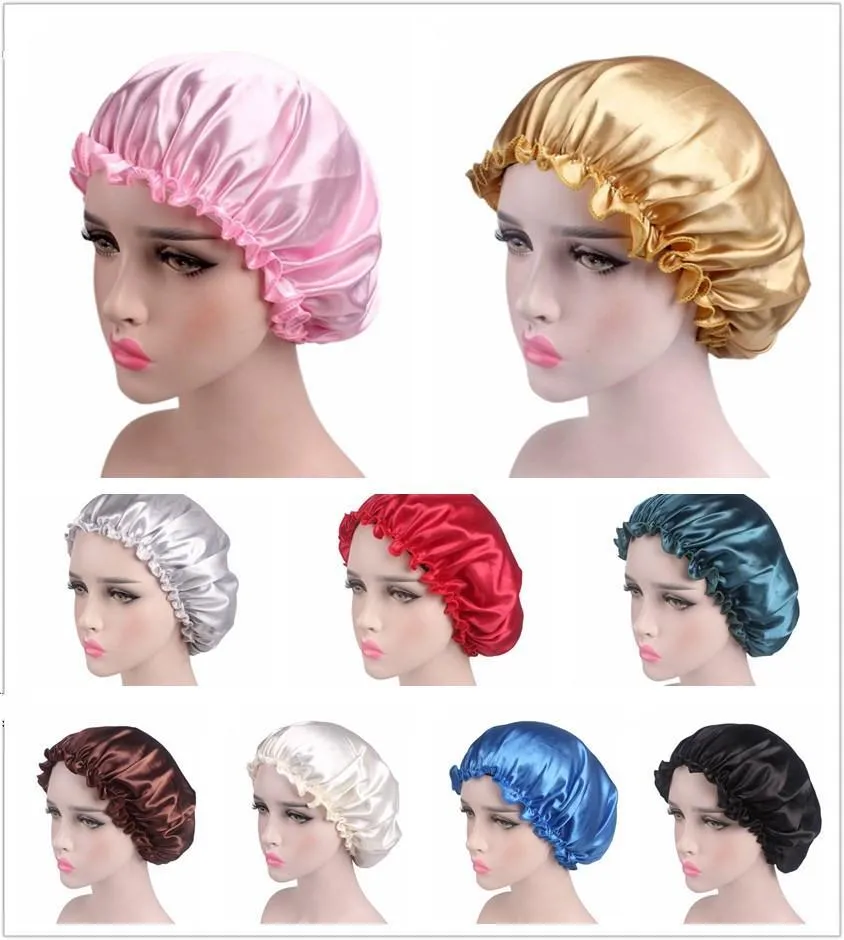 Silk Satin Sleep Cap Effen Kleur Ademend Bandana Nacht Slaap Turban Hoed Headwrap Bonnet Dames Hoofdklep voor Haarverzorging