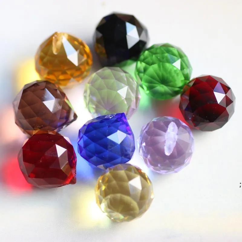 30mm colorido bola de cristal prism cristal arco-íris pingentes fabricante de cristais pendurados prismas para janelas para presente rrd13626