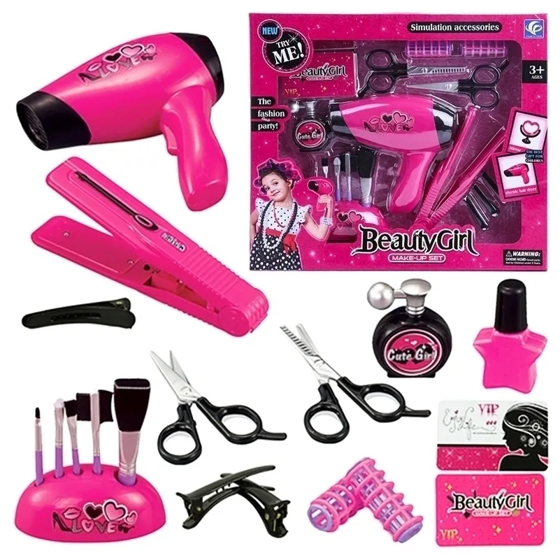 Kinderen schoonheid cosmetische pretend spelen speelgoed föhn make-up borstel make-up cadeau set kinderen meisjes kerstspeelgoed kinderen meisjes LJ201009