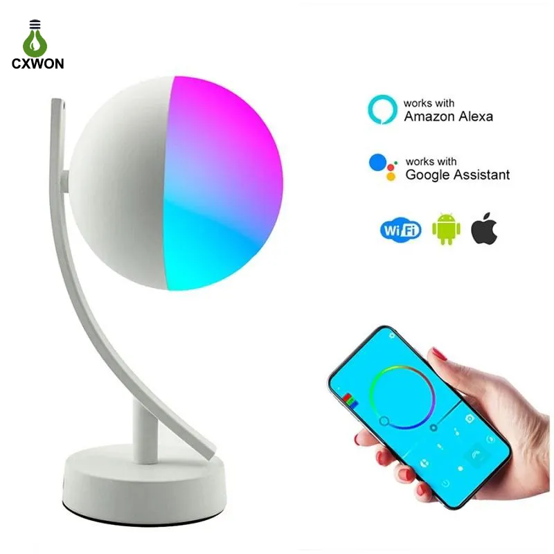 RGB Table Lamps 7W Desk Lamp Dimmable Smart Voice Control WiFi App App LED LID Work with Google Hom