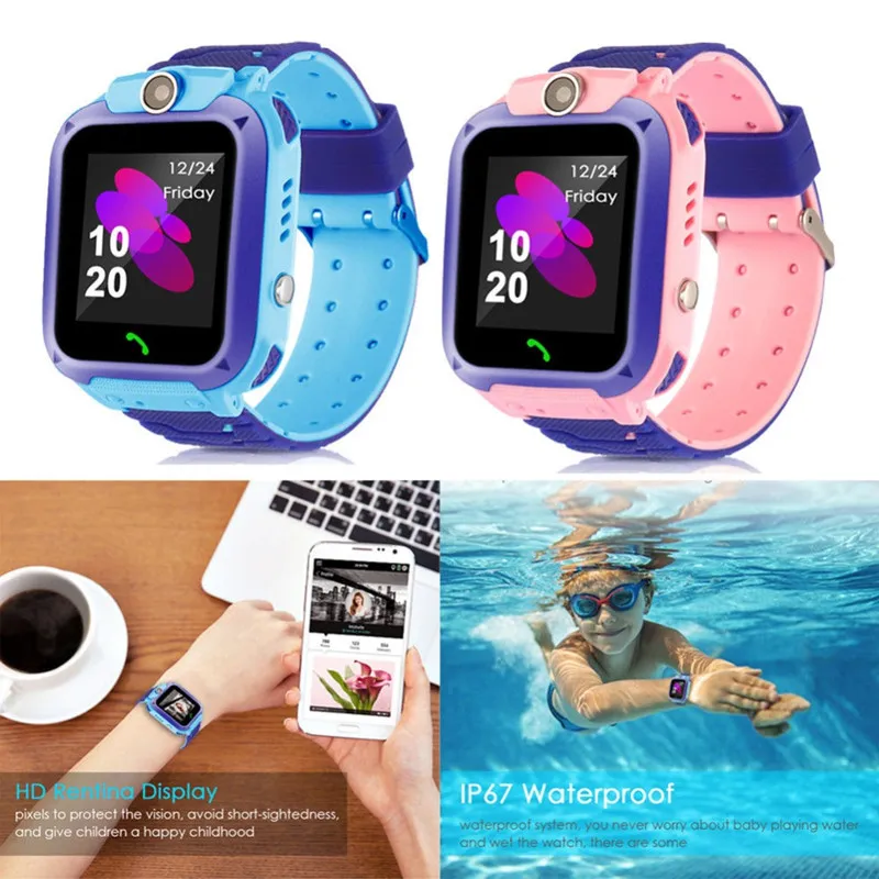 Q12 Bambini Smart Watch SOS Phone Watch Smartwatch per bambini con sim card foto impermeabile IP67 regalo per bambini per IOS Android DHL gratuito