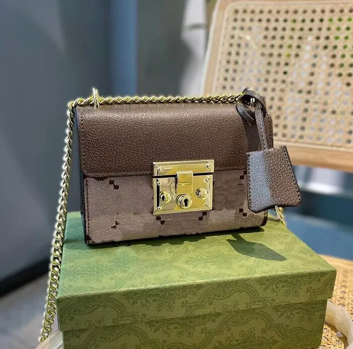 デザイナーの花南京錠小さな正方形のバッグゴールドチェーンバッグ