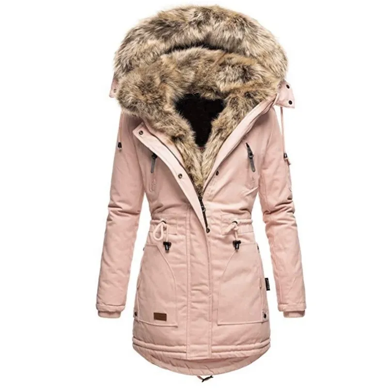 30 Derece Kar Giymek Uzun Parkas Kış Ceket Kadın Pamuk Kapüşonlu Giyim Kadın Pamuk Astar Kalın Kış Coat Kadınlar 201217