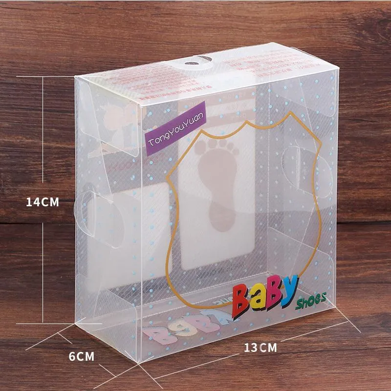 14cmx13cmx6cm Cartoon PVC Plastic Baby Shoe Box Retail Packaging Box Transparent Packing Decoration Boxes Wholesale LX3458