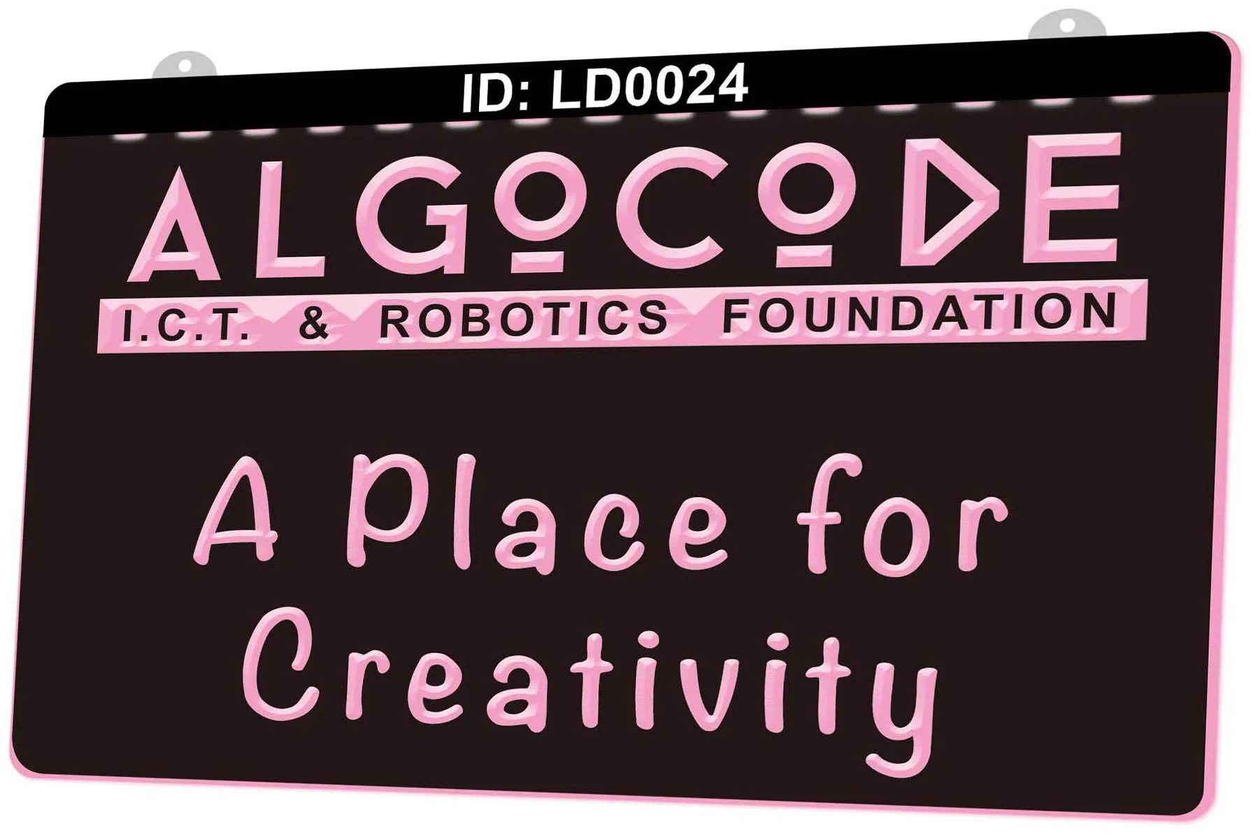 LD0024 ALGOCODE I C T Robotics Foundation Een plaats voor creativiteit licht teken 3D gravure led groothandel retail