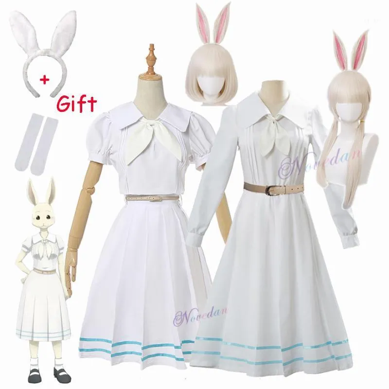 Anime Beastars Haru Cosplay Costume Uniforme Blanc Animal Mignon Kawaii Robe Et Perruque Pour Femmes Filles1