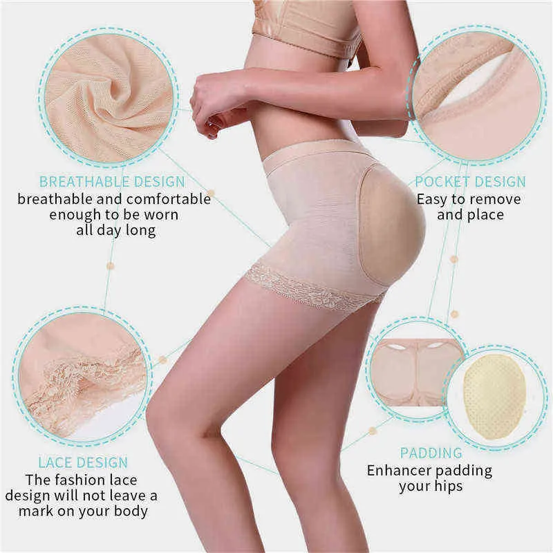 Womens Lace Butt Lifter Body Shaper Panties With Hip Enhancer And