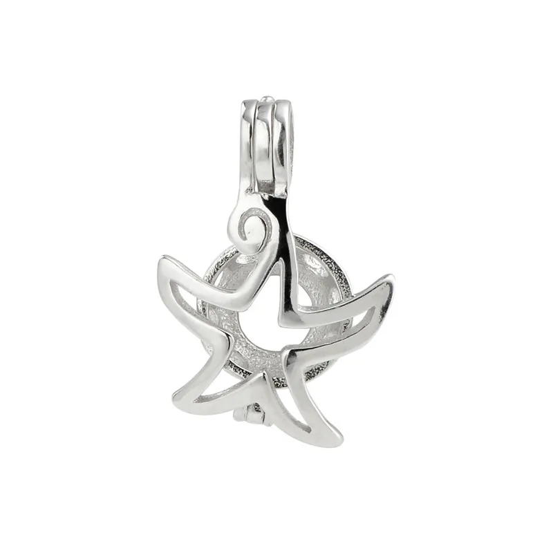 Star Wish Pearl Present 925 Sterling Silver Sea Star Cur Pendant för Pearl Mount 2 stycken