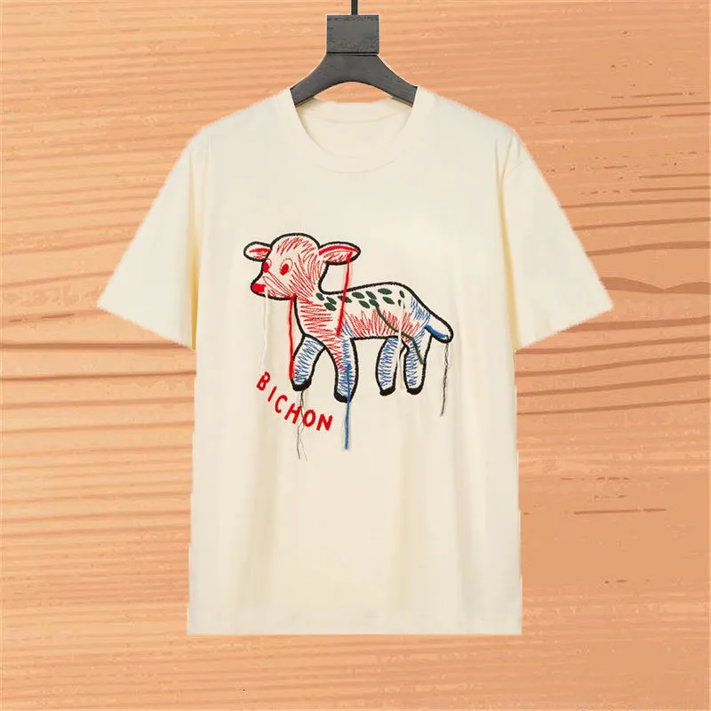 패션 스타일리스트 Womens T 셔츠 2021 남자 여성 커플 Bichon 자수 티셔츠 힙합 티셔츠
