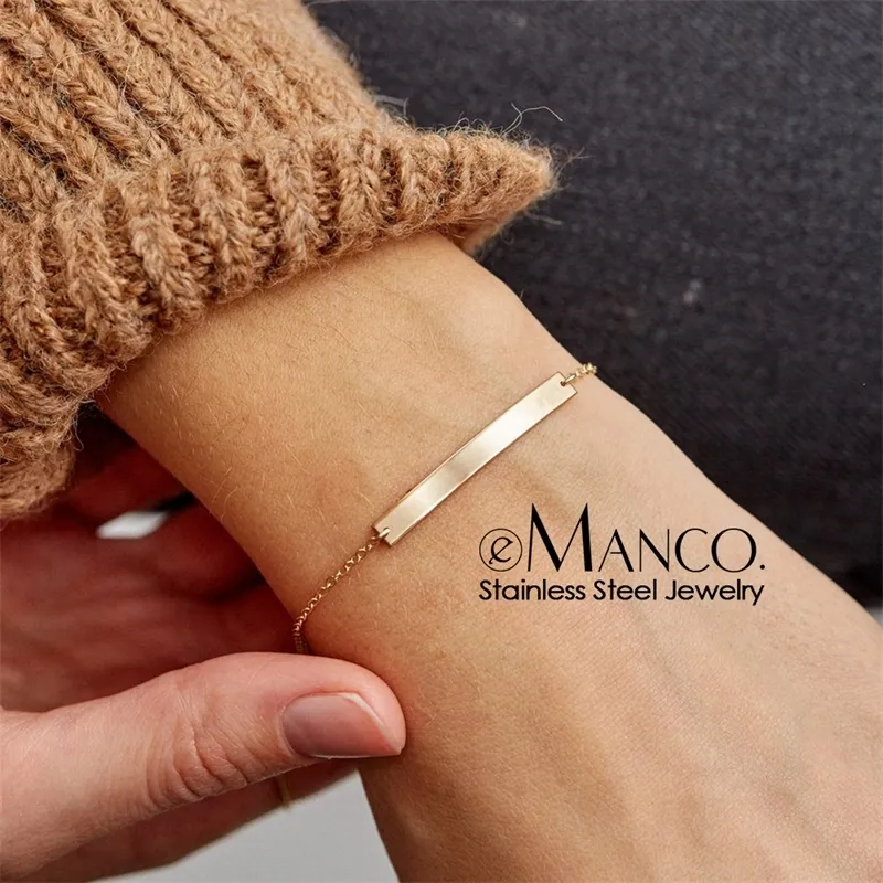 Простое геометрическое название начальные браслеты из нержавеющей стали для женщин минималистского браслета браслет украшения Y200323