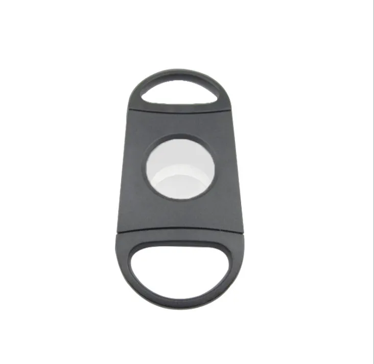 Wholesale Portable Black Plated Double Blades Cigar Sharp Cutter 9*4cm Mini Pocket Gadgets Stainless Steel Cigars Knife
