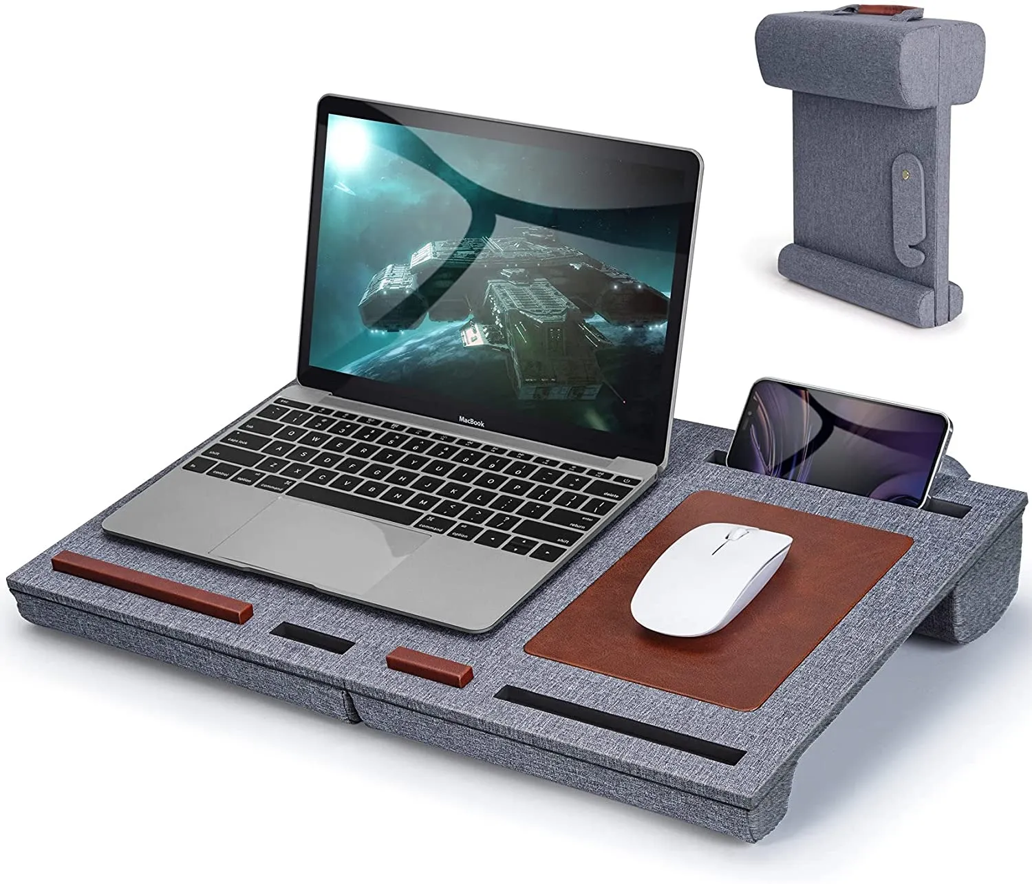 Adjustable Laptop Desk with Mouse Pad - Foldable Lap Desk Pillow ...