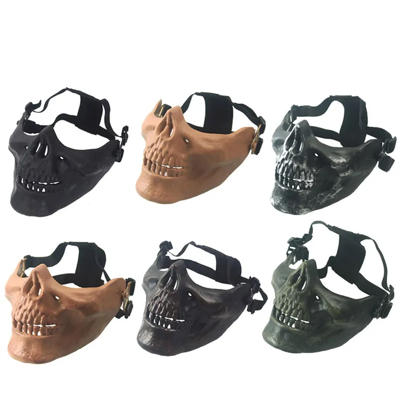 Utomhus Tactical Airsoft Skräck Skull Mask Skjututrustning Skyddsutrustning Skelettmask Half FaceN O03-105