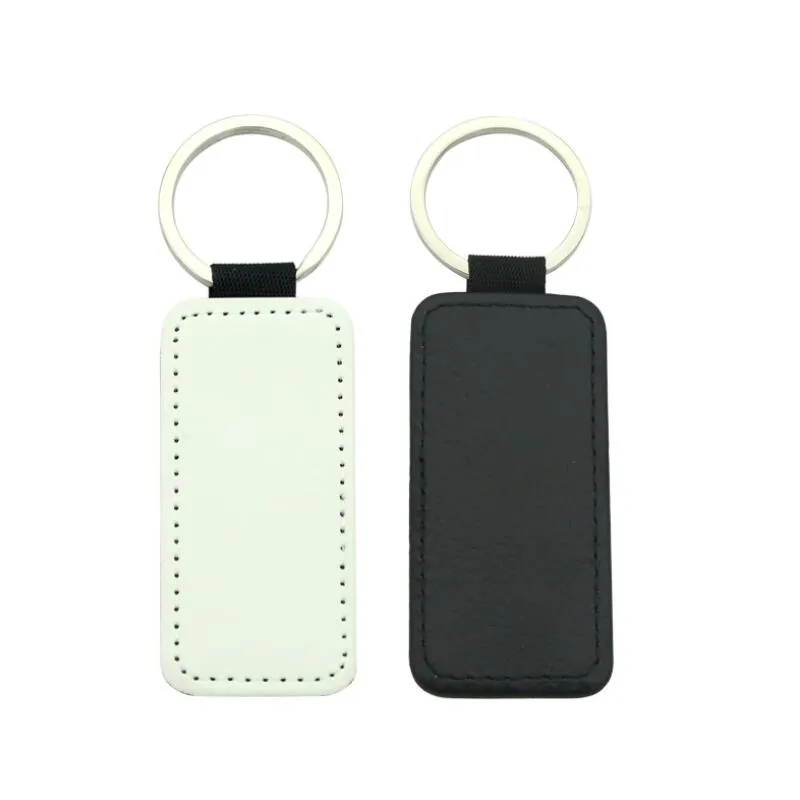 Sublimation key chain blank pu leather keychain hot transfer printing key ring single-sided printed keychain diy strip gifts LX4176