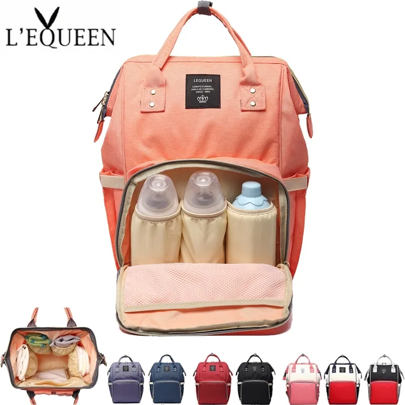 Lequeen Original Mummy Maternity Nappy Torba Duża Pojemność Stroller Baby Travel Pieluszek Plecak do opieki dla niemowląt Kobiet Moda 201125