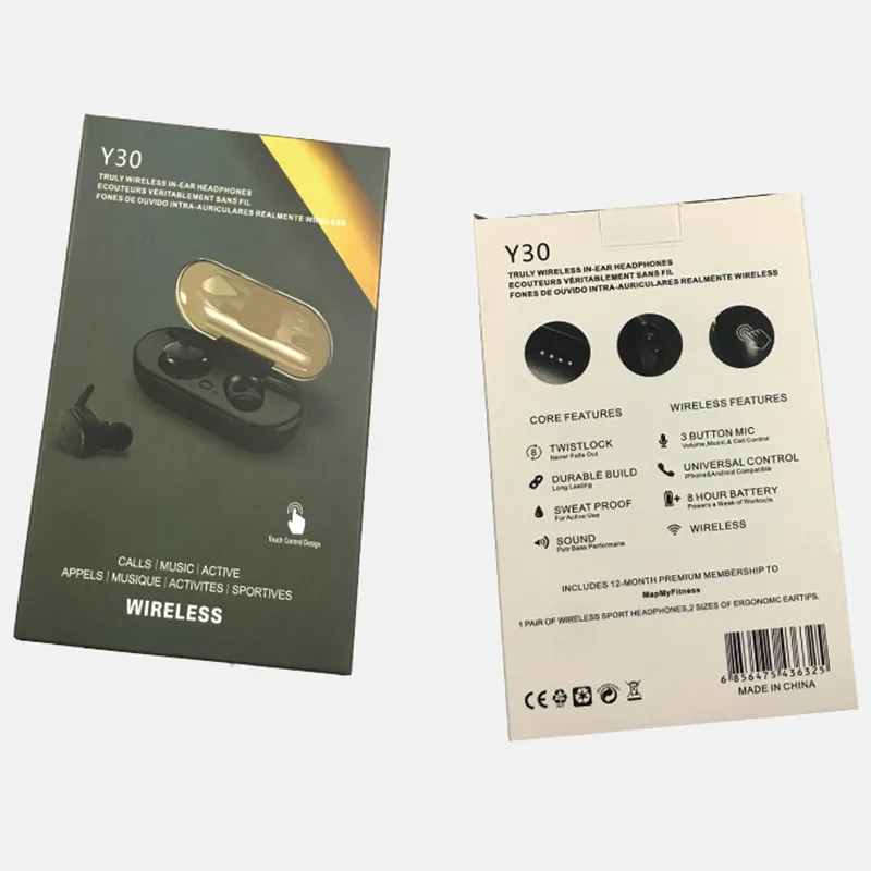 Y30 TWS Sem Fio Blutooth 5.0 Fone De Ouvido Com Cancelamento De Ruído Headset HiFi 3D Estéreo Som Música In-ear Fones De Ouvido Para Android IOS