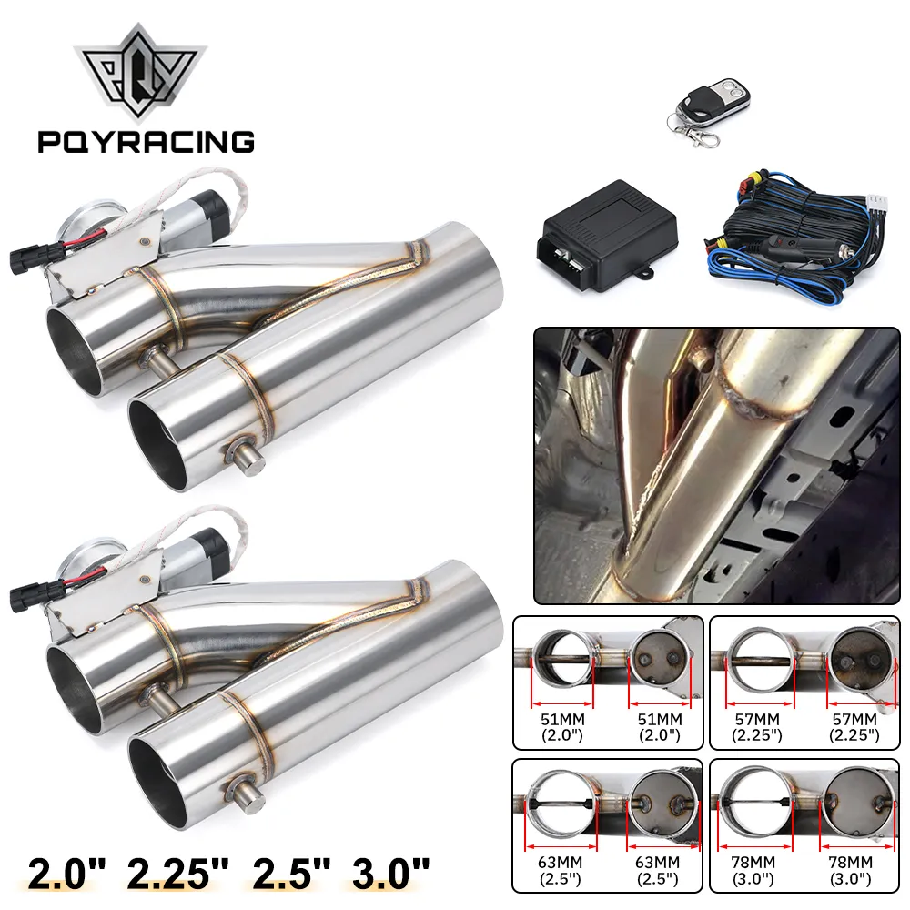 Universal Muffler Stainless Steel 304 2.25" /2.5" /3.0" Electric Exhaust Downpipe Cutout E-Cut Out Dual-Valve 1 in 2 Remote Wireless