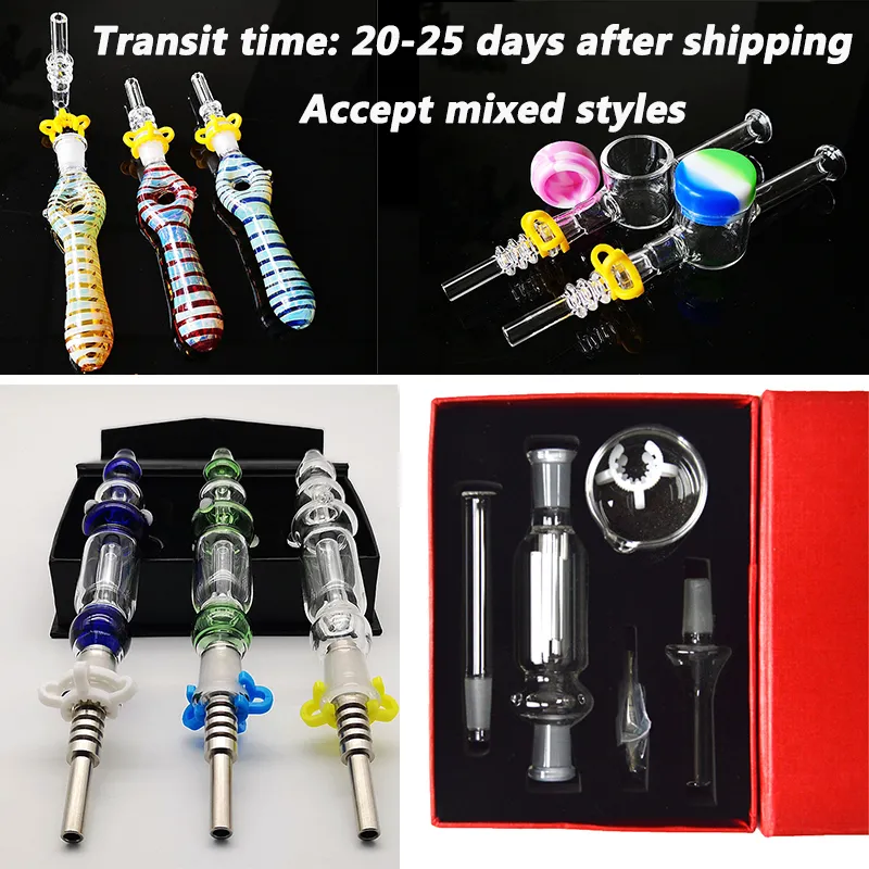 Nector Collectors Kits Hookahs 10mm 14mm 18mm Gezamenlijk Kleine Glazen Waterpijpen NC Set DAB Stro Schip over zee