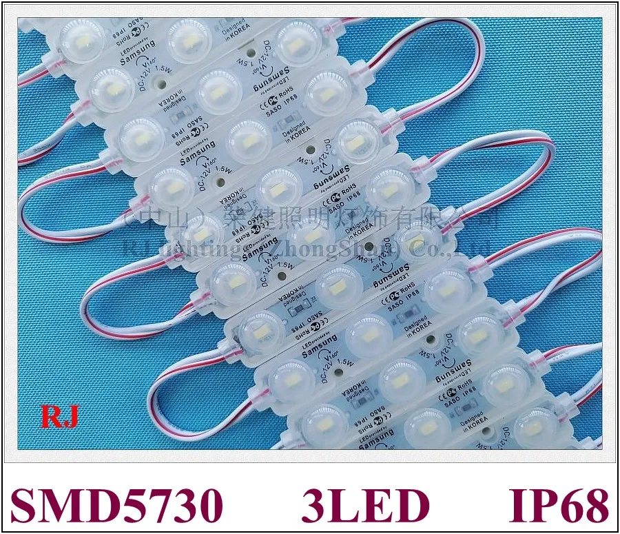 مع عدسة ختم الموجات فوق الصوتية LED وحدة مصباح مضاد للماء IP68 DC12V 1.2W SMD 5730 3 LED IP68 CE ROHS 74MM × 15MM 2020 جديد