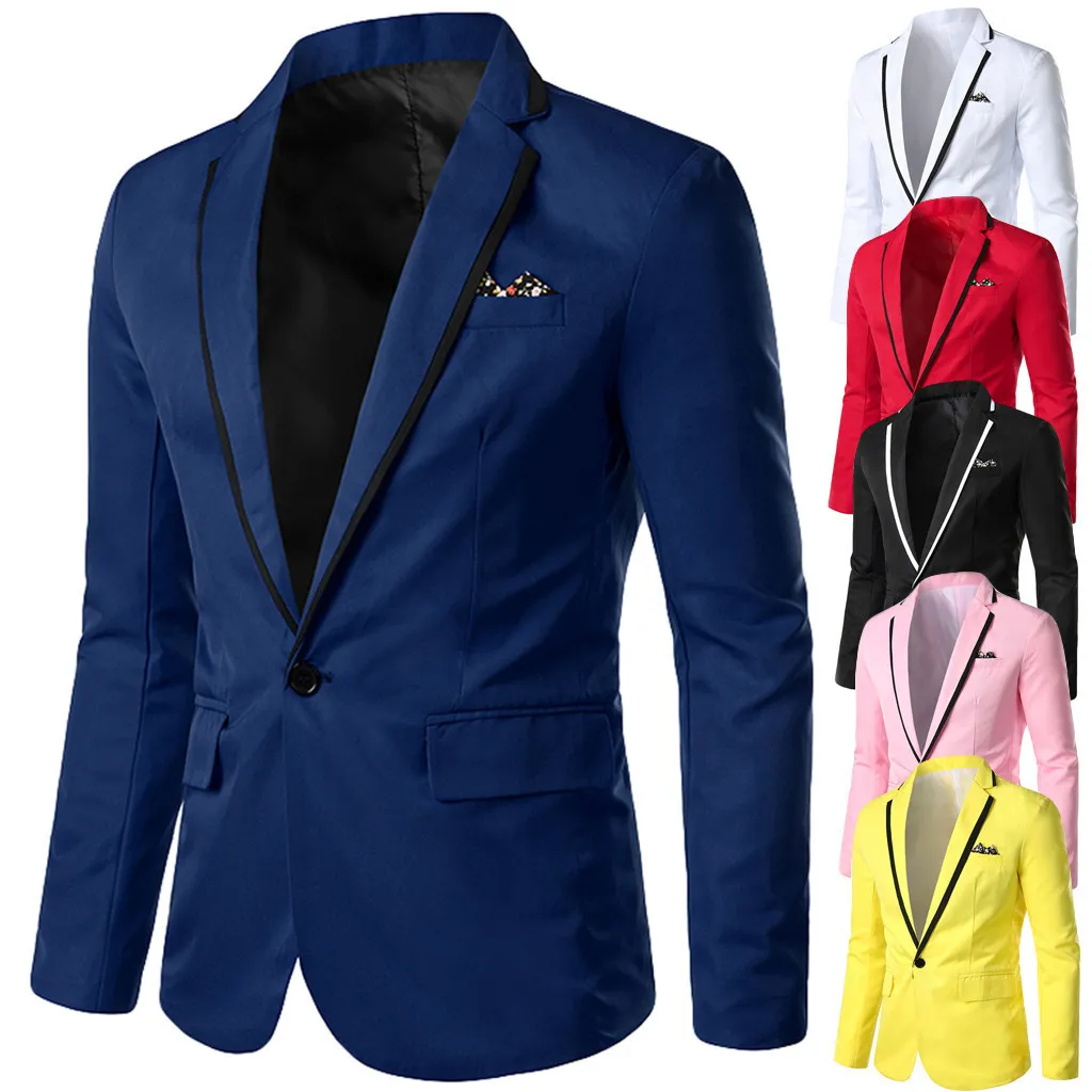 Blazer Masculino Hommeスリムフィット男性2020スタイリッシュなカジュアルなソリッドブレザービジネスの結婚式のパーティーの衣服のコートスーツのトップスエルケック＃7 LJ201103