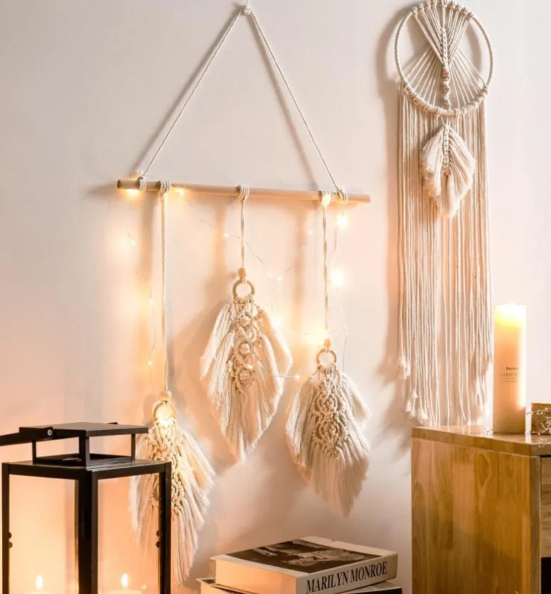 Apanhador de Sonhos Pendurado na Parede Tassel Macramê Tapeçaria Artesanal Boho Chic Fundo de Festa Decoração de Casa