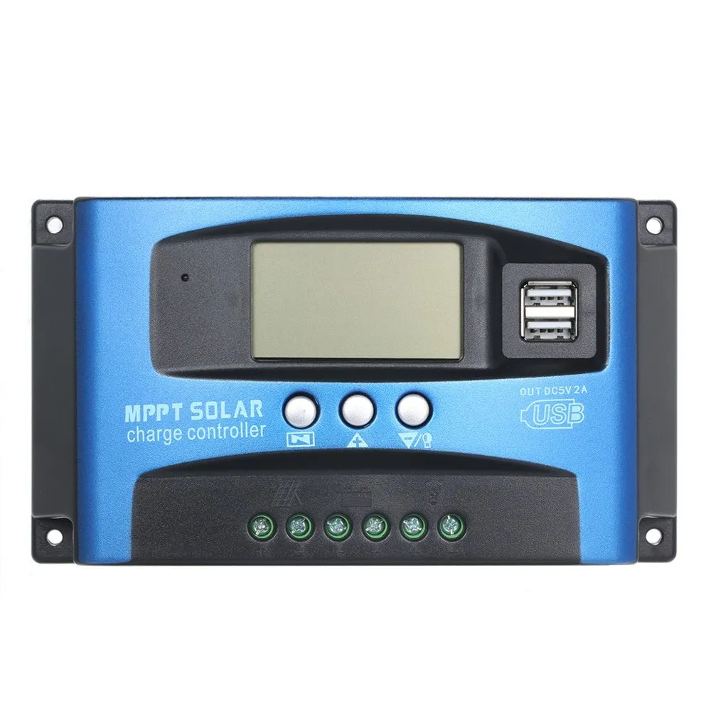 Regolatore di carica solare MPPT da 100 A Display LCD doppio USB Regolatore di carica del pannello solare automatico