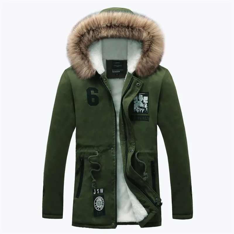 Winter Men s Thickened Fur Lined Parka Jacket Warm Hooded Casual Coat