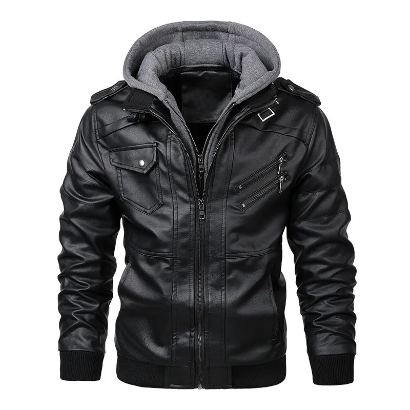 Leather jacket with deals cotton hood
