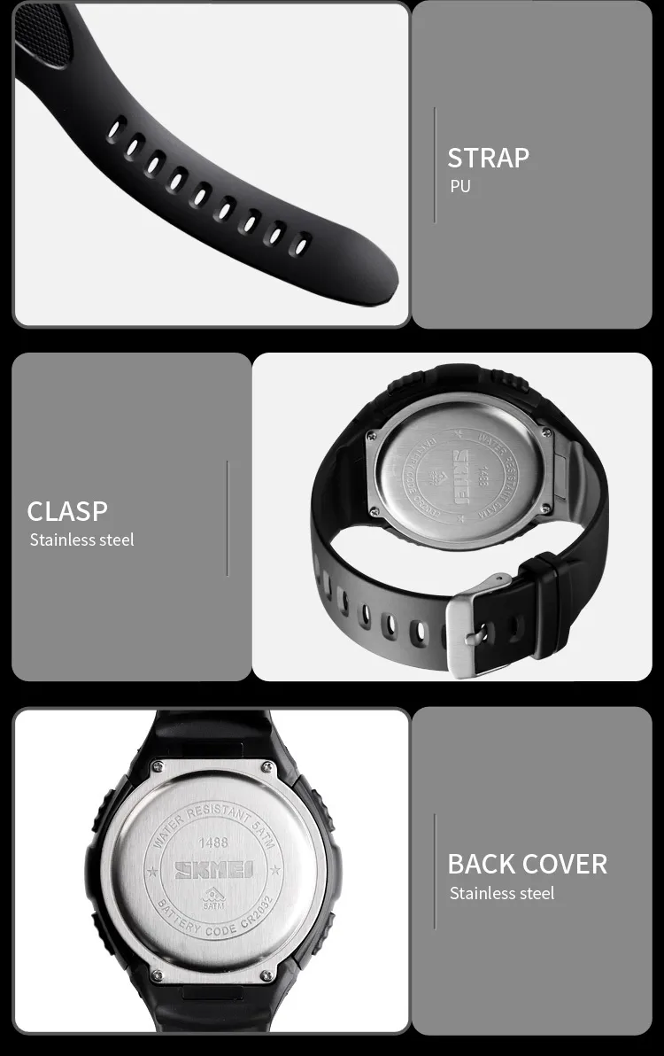 SKMEI Mens Compass Solar Sports Watch With Pedometer Calorie Counter Digital Outdoor Chronograph Alarm 1488 210203 From Huafei10 13.63 DHgate.Com