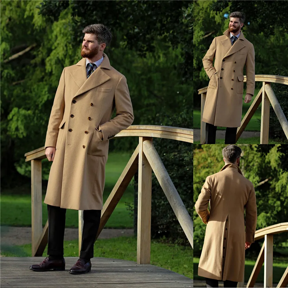 Manteau Long d'affaires formel d'hiver, costume Tuxedos chaud pour hommes, Blazer de dîner de bal, une seule veste