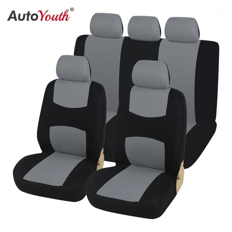 Autositzbezüge vorne, Paar in Schwarz und Grau, universeller Autositzschutz für Fahrer und Beifahrer, Kfz-Zubehör1