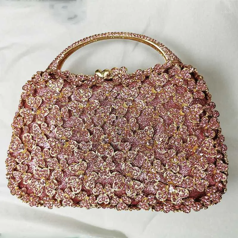 Abendtaschen XIYUAN Rosa Strass Kristall Blumen Clutch 2021 Kupplungen Handtasche Mode Weibliche Kette Diamant Party Taschen1