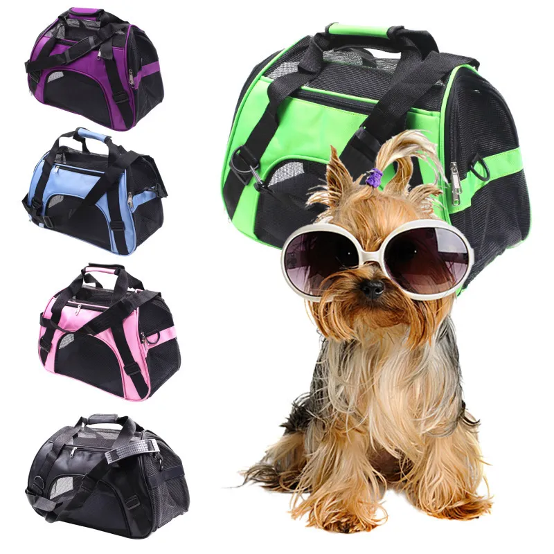 Portable Folding Pet Carrier Soft Dog Backpack for Outdoor Travel Black