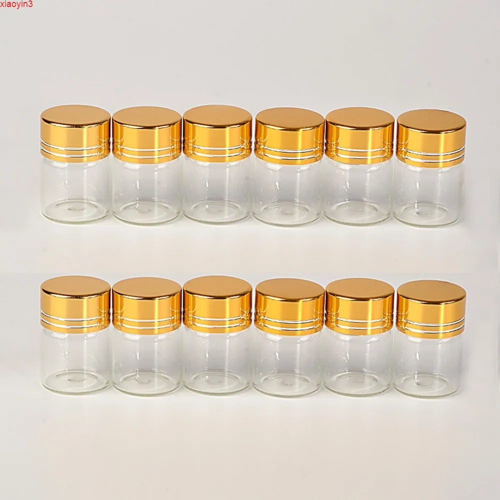 5ml Garrafas de vidro tampa de alumínio tampa dourada transparente transparente claro recipiente de presente líquido desejo de frascos 50 pcshigh qualtity