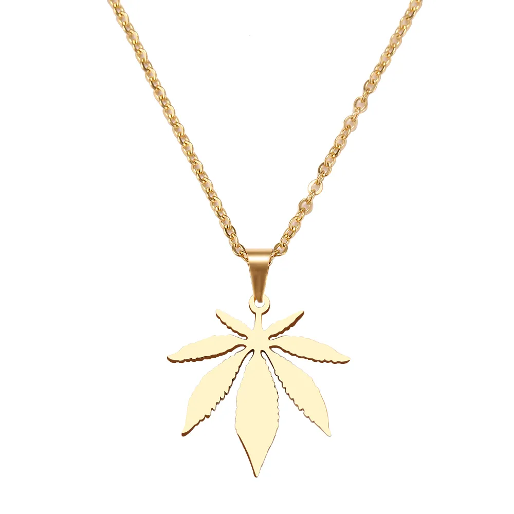 Collier de feuilles en acier inoxydable pour femmes et hommes, pendentif ras du cou en feuille d'érable, bijoux de fiançailles