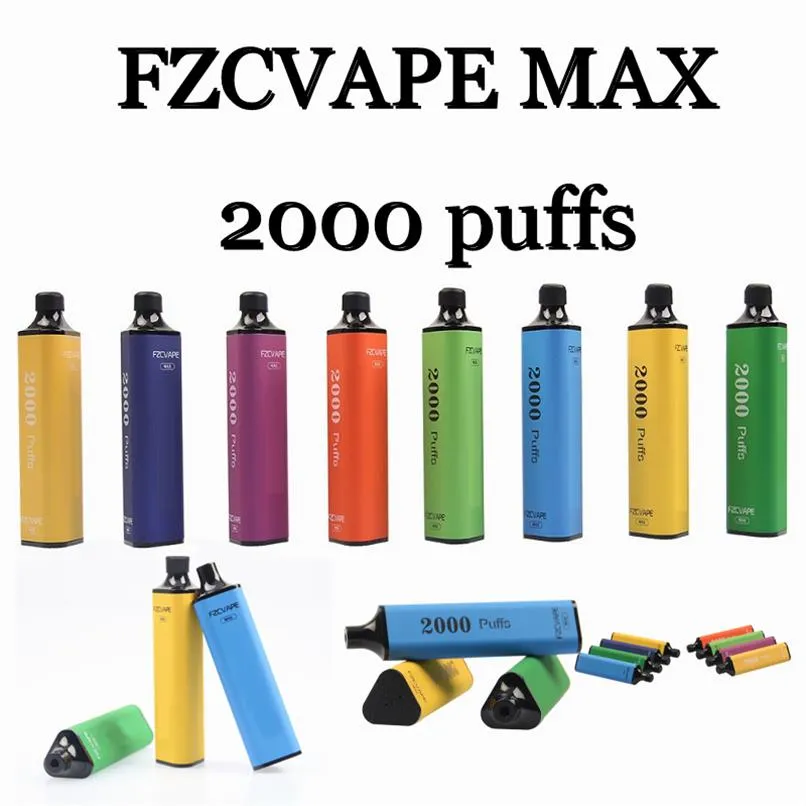 FZCVAPE MAX Dispositif de stylo de vapon jetable E Cigarettes de 2000 Puffs 5ml Capacité 1000mAh Batterie202E