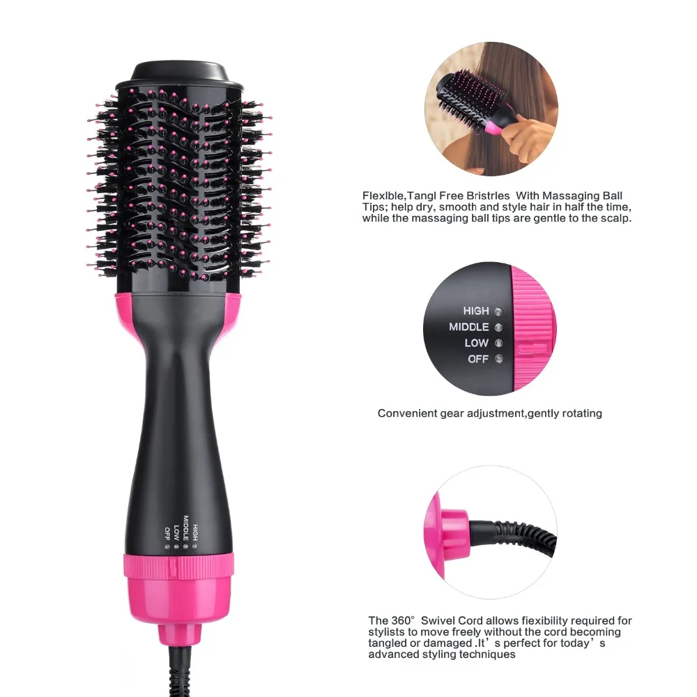 3 in 1 Hair Dryer Brush One Step Hot Air Brush Volumizer Blow Straightener Curler blowdryer brush Curling Iron Hair Styler Comb hot