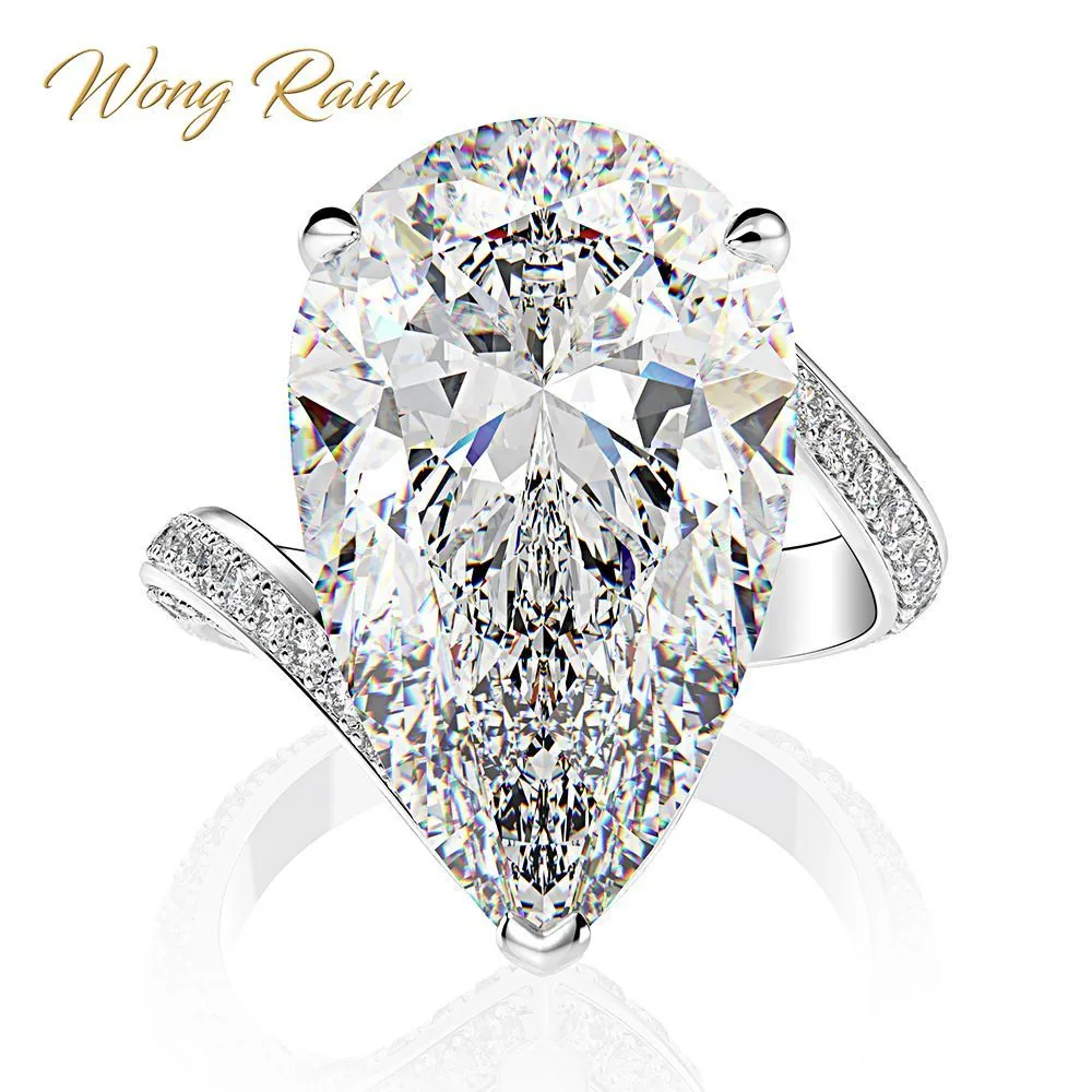 Wong Pluie Luxe 100% 925 Sterling Sterling Argent créé Moissanite Gemstone Engagement de mariage Diamants Ring Bijoux Fine Bijoux En gros 201119