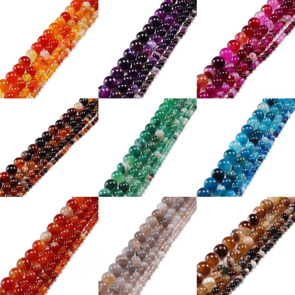 1 STRAND LOT 4 6 8 10 12 mm Czarne kamienie naturalne z koralikami Agates Joga Spacer okrągłe koraliki do biżuterii Making DIY Naszyjniki H Jlleay