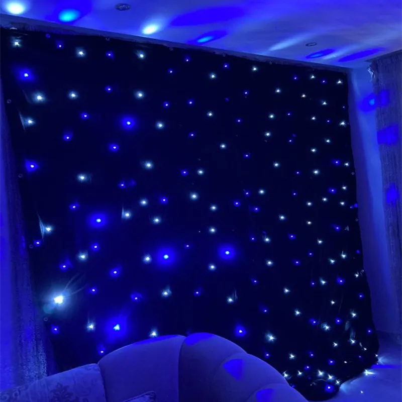 Party Decoration Led Star Gardin Fire Fast Cloth Set för nattklubb Stage Wedding Backdrops Centerpieces levererar storlek anpassning