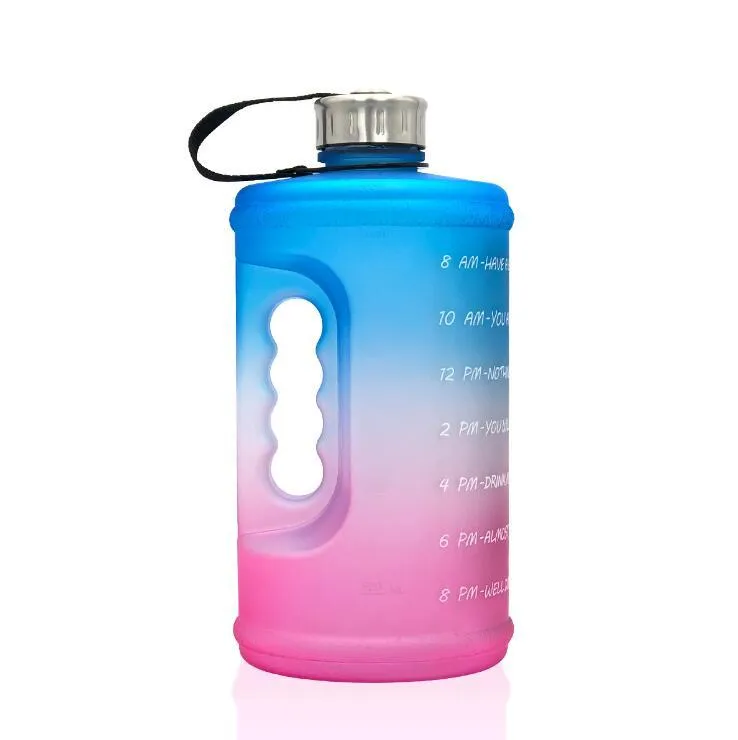Water Bottle for Sports Motivational Time Marker Outdoor Leakproof BPA Free 73oz Reusable Bottles with Handle Gifts