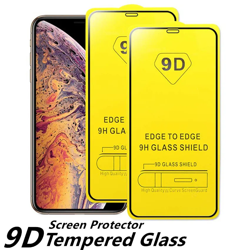 9D Gehard Glass Volledige Courage Screen Protector voor iPhone 12 PRO MAX 11 XR XS MAX 8 7 6 SAMSUNG A01 A11 A21 A31 A41 A51 A71 5G